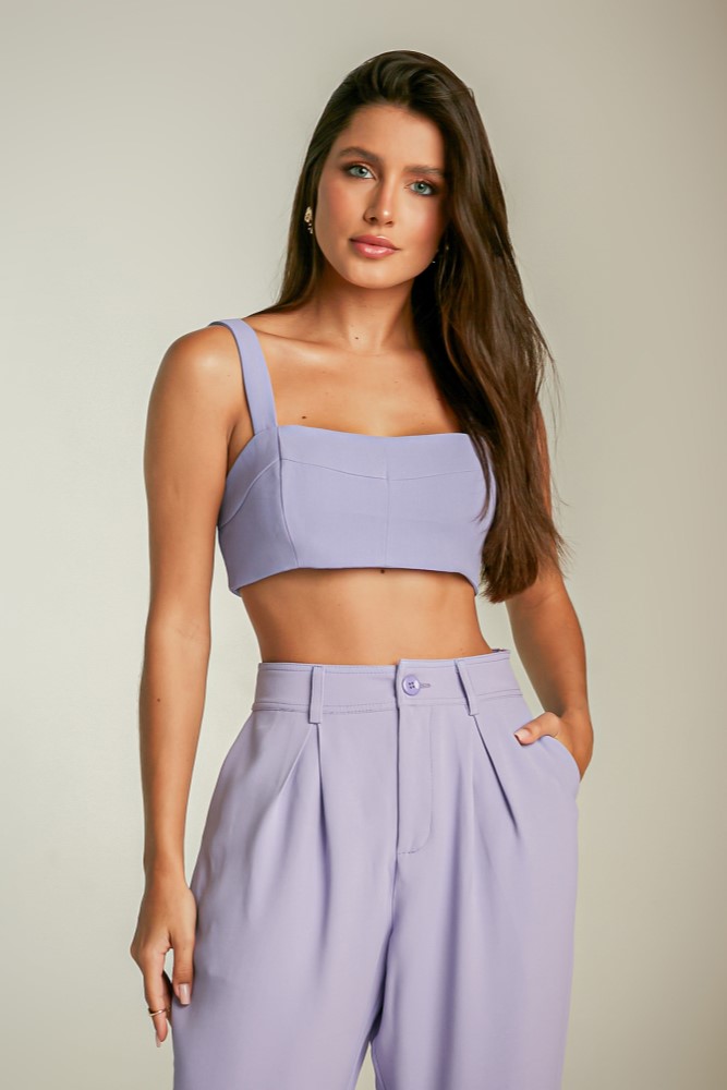 top croped clara  em crepe patou - roxo - pp