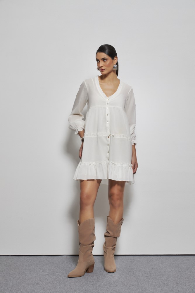 vestido ceclia em voil de algodo off white - pp